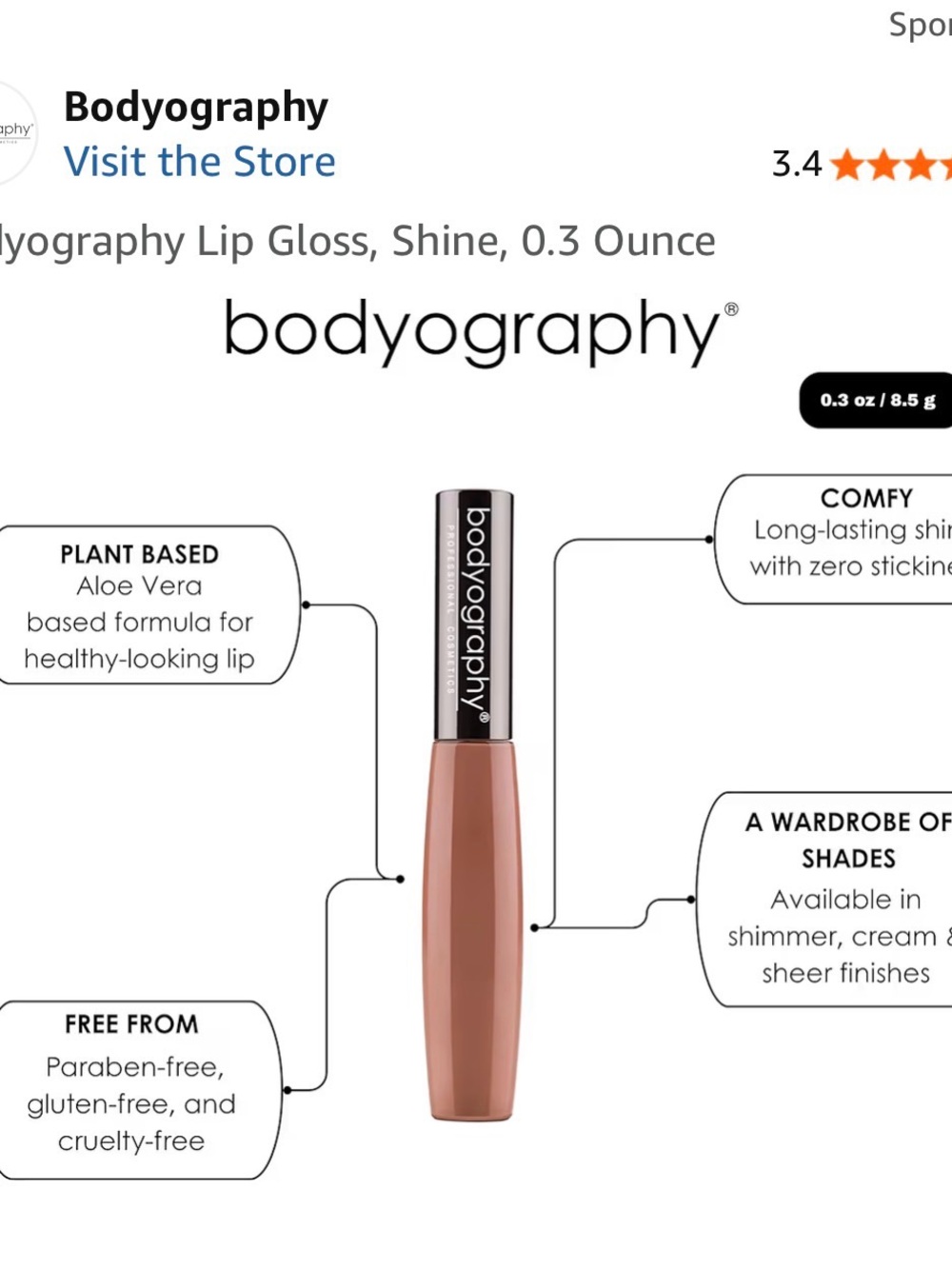 Bodyography SHINE Lip Gloss Vitamin A and Aloe Clear w/ Silver Glitter NEW PC - Picture 3 of 4